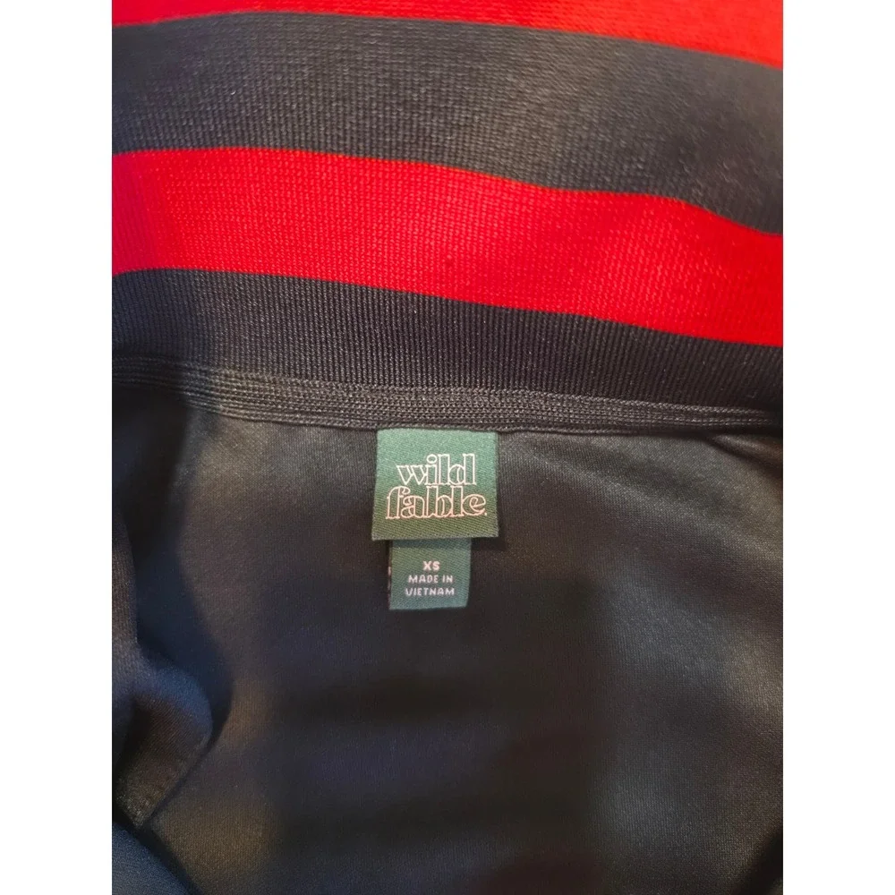 Wild Fable Mens Track Jacket Black Red White Colorblock Full Zip XS Sporty Retro